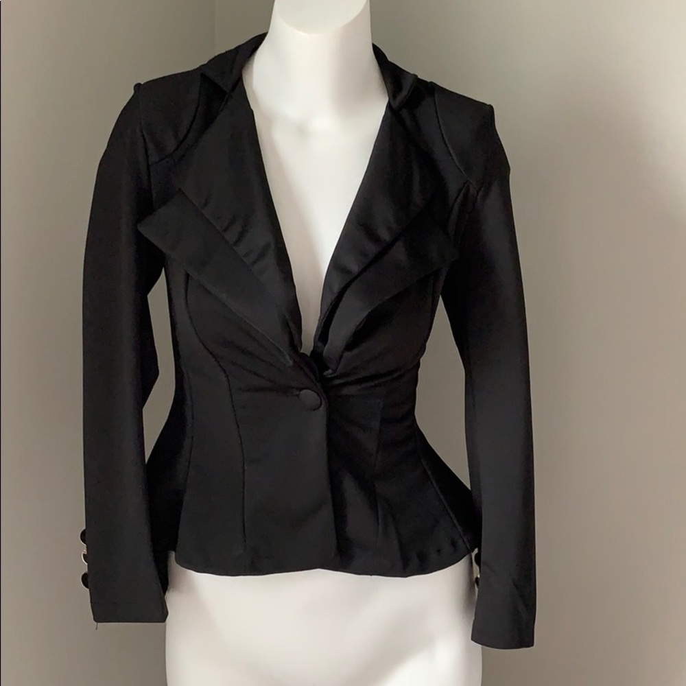 Cute black ruffle blazer jacket